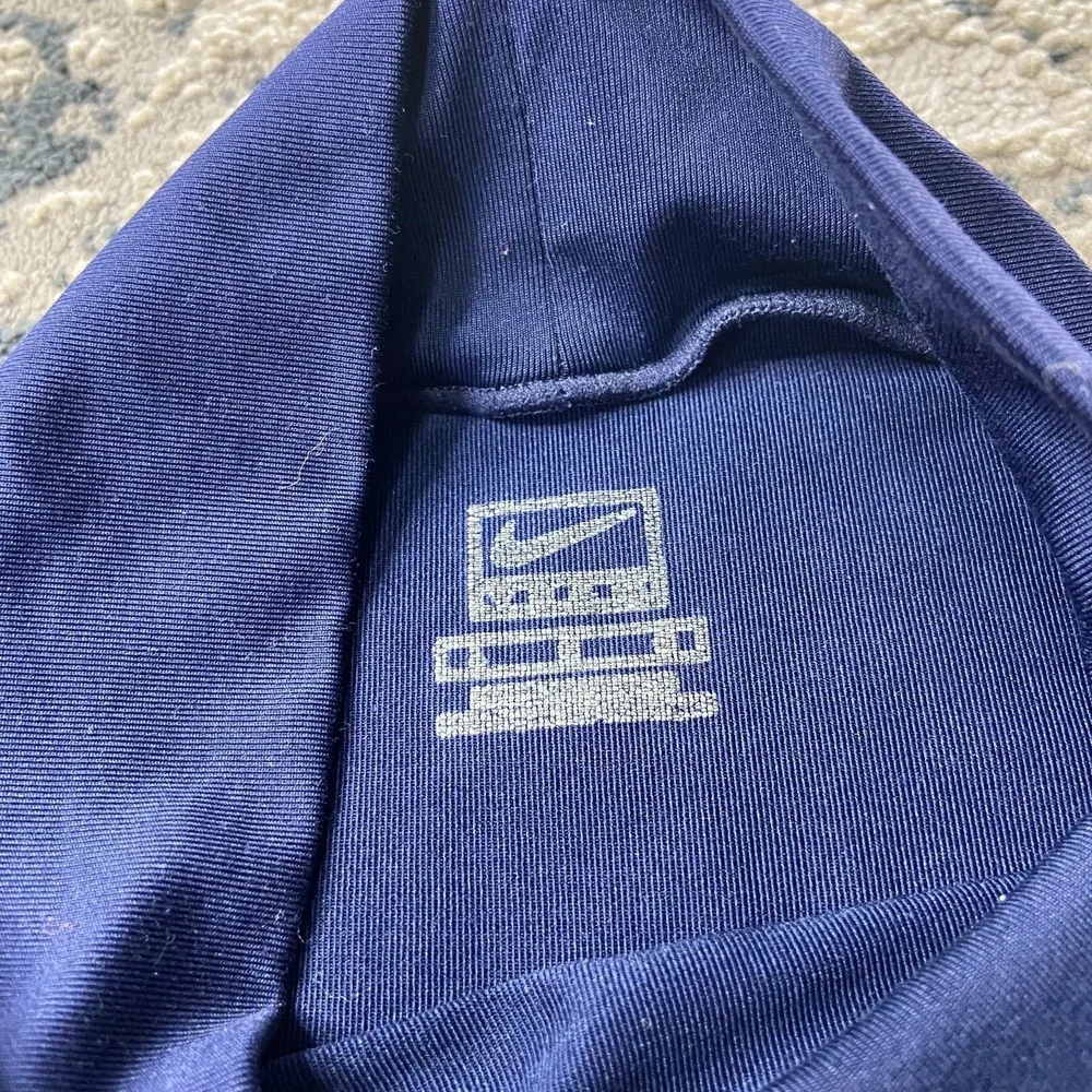 Vintage Y2K Nike Shirt‎ Sz L Blue Stretch Mock Neck Swoosh Logo Gym Activewear